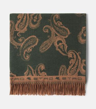 Etro Fringed paisley wool throw