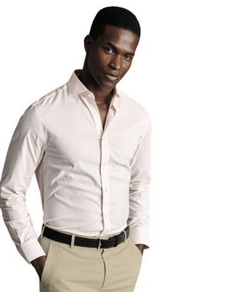 CHARLES TYRWHITT Geo Print Non-Iron Stretch Twill Shirt in White at Nordstrom, Size 15.5 - 33