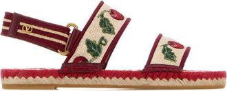 Valentino Garavani White Embroidered V Logo Sandals