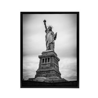 Artery8 Statue Of Liberty USA New York Framed Canvas Wall Art Print in Grey | Size: W24 x H32