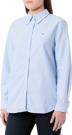 Tommy Hilfiger Womens Relaxed Fit Oxford Shirt, Blue (Mid Blue), 8