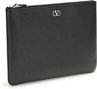 Valentino Garavani Mens Calf Leather Card Case Black Bos Cases