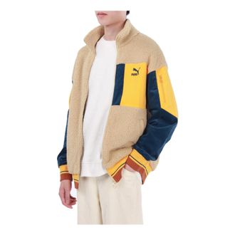 Puma Retro Sherpa Jacket Contrast Color Stitching Sports lambs wool Stay Warm Logo Khaki 534678-12