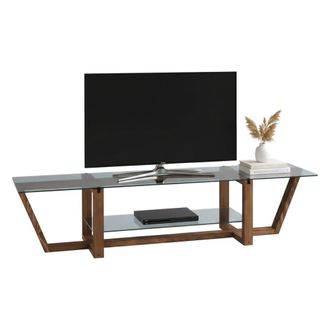 Dmora Dmora - Mueble De Televisi&oacute;n Dmatturr, Aparador De Sal&oacute;n, Mueble Bajo Para Tv, Base De Pared Equipada, 158x35h35 Cm, Nuez