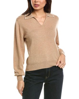 Brodie Pearl Collar Wool & Cashmere-Blend Polo Sweater