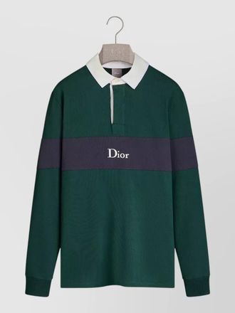 Dior polo shirt contrast collar long sleeves