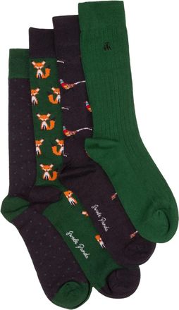 Swole Panda Fox & Pheasant Bamboo Sock Bundle - Four Pairs 4-7