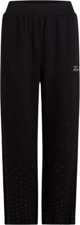 Karl Lagerfeld Rhinestone Rain Sweatpant - Dames - Straight fit broeken - Zwart - M - Broeken