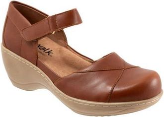 Softwalk Miri Ankle Strap Platform Wedge Clog in Luggage at Nordstrom, Size 10.5