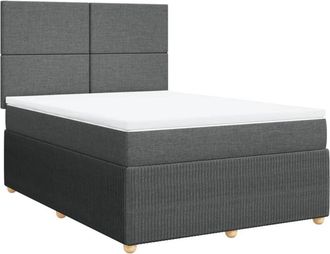 vidaXL Vidaxl - Cama Box Spring Con Colch&oacute;n Tela Gris Oscuro 140x200 Cm