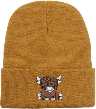 Generic Scottish Highland Cow Beanie Women Cute Scotch Cow Knitted Hat Autumn Winter Warm Hip Hop Hat Unisex Ski Hat Comfy