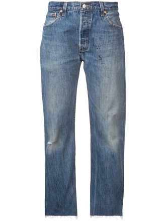 Re/Done Ausgeblichene Boyfriend-Jeans - Blau