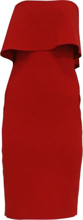 LIKELY Likely Driggs Strapless Midi Dress in Red Polyester