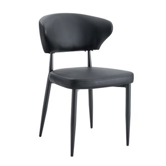 STILVORA Silla De Comedor En Pu Y Metal, Respaldo Curvado Ergon&oacute;mico, Set De 2, Negro, 73.0 X 65.5 X 48.0 Cm