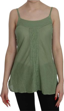 Pink Memories Groene Zijden Tanktop - Dames - Tops zonder mouwen - Groen - S - Tops