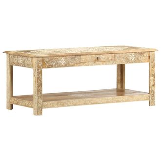 vidaXL Mesa De Centro Pintada A Mano Madera Maciza Mango 110x50x45 Cm Vidaxl
