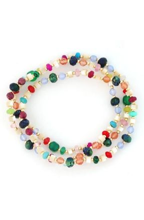 Panacea Set of 3 Beaded Stretch Bracelet in Gold/Multi at Nordstrom