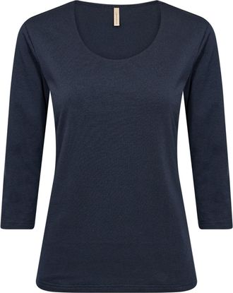 Soyaconcept Rundhalsshirt SOYACONCEPT SC-PYLLE 175, Damen, Gr. XXL, navy, Single Jersey, Obermaterial: 58% Baumwolle, 36% Polyester, 6% Elasthan, unifarben, figur