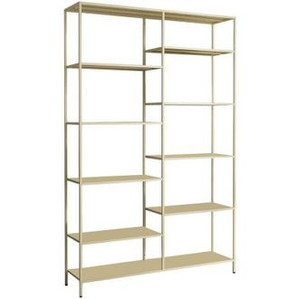 Dmora Dmora - Estante Para Libros Albicocca, Estante De Oficina, Porta Libros M&oacute;vil, Biblioteca, 120x30 H188 Cm, Crema