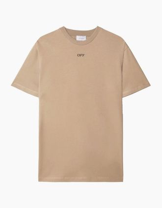 Off-white Mens Off Stitch Slim S/S Tee Beige - Cream - Size: 38