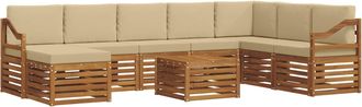 vidaXL Conjunto De Sof&aacute;s De Exterior 9 Uds. Natural Y Beige Vidaxl