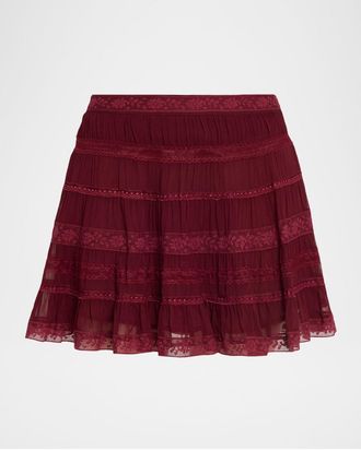 LoveShackFancy Fleetta Lace Mini Skirt