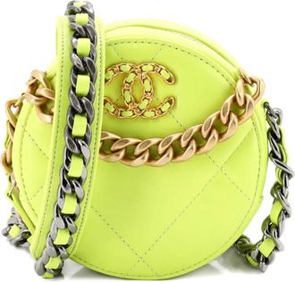 Chanel 19 Round with Chain Quilted Leather clutch bag - Giallo