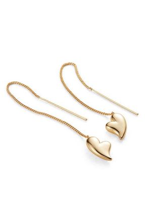 JENNY BIRD Puffy Heart Threader Earrings in High Polish Gold at Nordstrom
