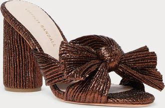 Loeffler Randall Penny Metallic Lamé Block-Heel Mules In Mocha