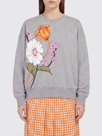 Marni Felpa girocollo in cotone con stampa floreale e maniche lunghe