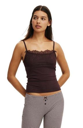 Cotton On Womens Dreamy Soft Lace Overlay Cami in Chocolate Plum at Nordstrom, Size Medium