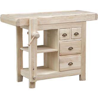 Biscottini International Tavolo alto lavoro 116x90x63 cm Made in Italy Isola cucina piano lavoro legno massello Bancone cucina Piano lavoro cucina legno