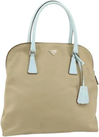 Prada Pre-owned Handbags, female, Beige, Size: ONE SIZE Pre-owned Canvas Handbag
