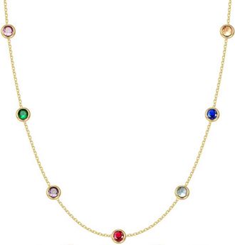 Liv Oliver 18k Gold Multi Color Station Necklace