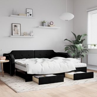 vidaXL Vidaxl - Sof&aacute; Cama Nido Con Cajones Tela Negro 90x200 Cm