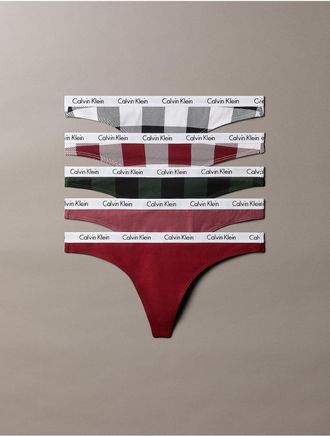 Calvin Klein Womens Carousel Cotton Stretch 5-Pack Thong - Multi - XL