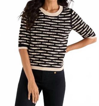 Nic+Zoe Atelier Crewneck Sweater In Black Multi