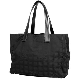 Chanel Black Leather Shoulder Bag Tote Bag (Pre-Owned)