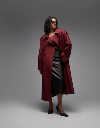 Asos Trench lungo oversize rosso con cintura