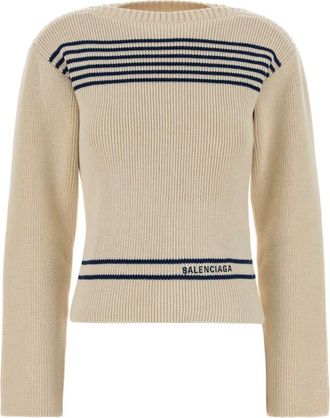 Balenciaga Round-neck Truien - Dames - Ronde hals truien - Beige - S - Truien & Vesten