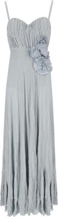 Elisabetta Franchi Hemelsblauwe Bloemendetail Jurk - Dames - Avondkleed - Blauw - L - Polyester - Kleedjes
