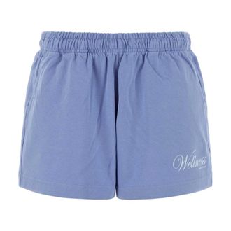 Sporty & Rich Avenue Disco Sports Shorts - Dames - Korte Broeken - Blauw - S - Katoen - Korte Broeken