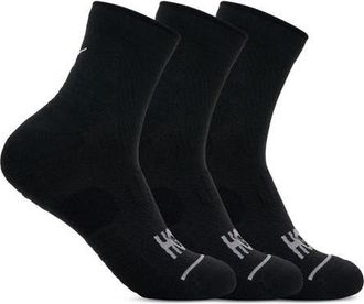 Hoka One One Run 3-Pack Quarter Socks in Black /Black /Black at Nordstrom, Size Large