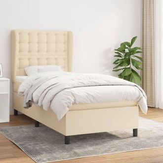 vidaXL Cama Box Spring Con Colch&oacute;n Tela Color Crema 80x200 Cm Vidaxl