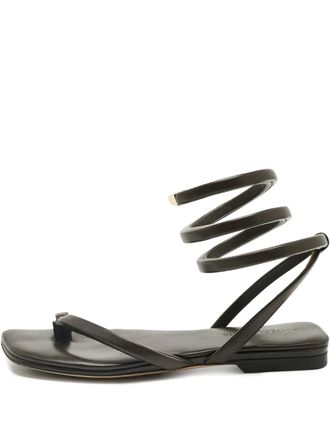 Bottega Veneta spiral-strap leather sandals - Brown