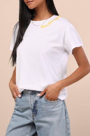 Chaser Blue Jean Baby Embroidered Tee In White