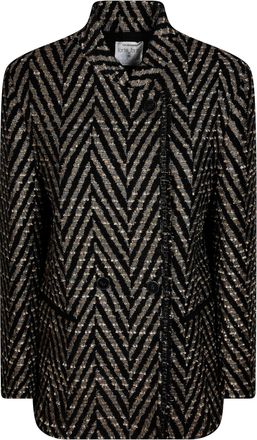 Forte_Forte Chevron Jacquard High Collar Oversized Jacket