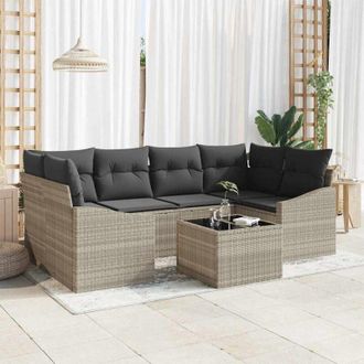 vidaXL Vidaxl - Conjunto De Sof&aacute; De Jard&iacute;n 7 Pcs Gris Claro 55 X 55 X 37 Cm
