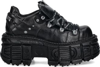 New Rock Sneakers con suola rialzata e lacci - Nero