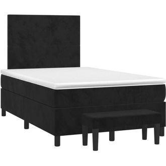 vidaXL Cama Box Spring Con Colch&oacute;n Terciopelo Negro 120x190 Cm Vidaxl